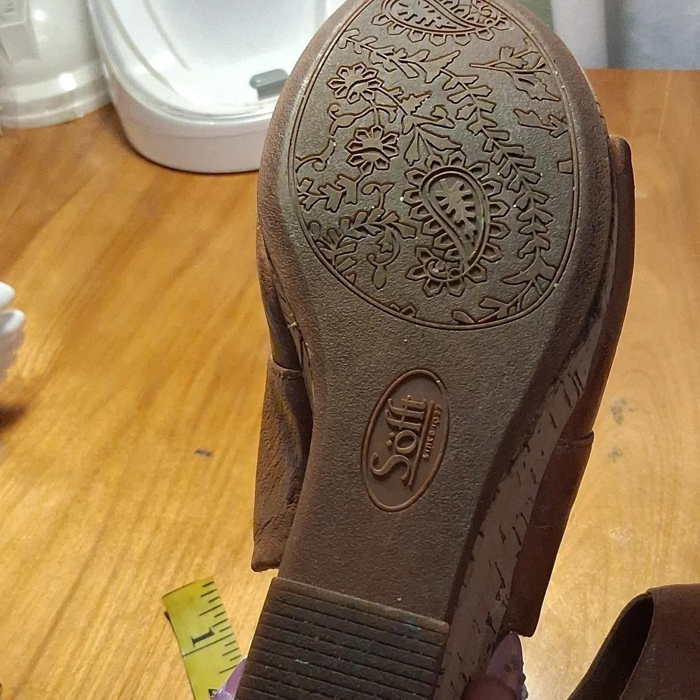 Sofft Women’s Brown Leather-Look Strappy Wedge Sandals 7.5 - Picture 17 of 17